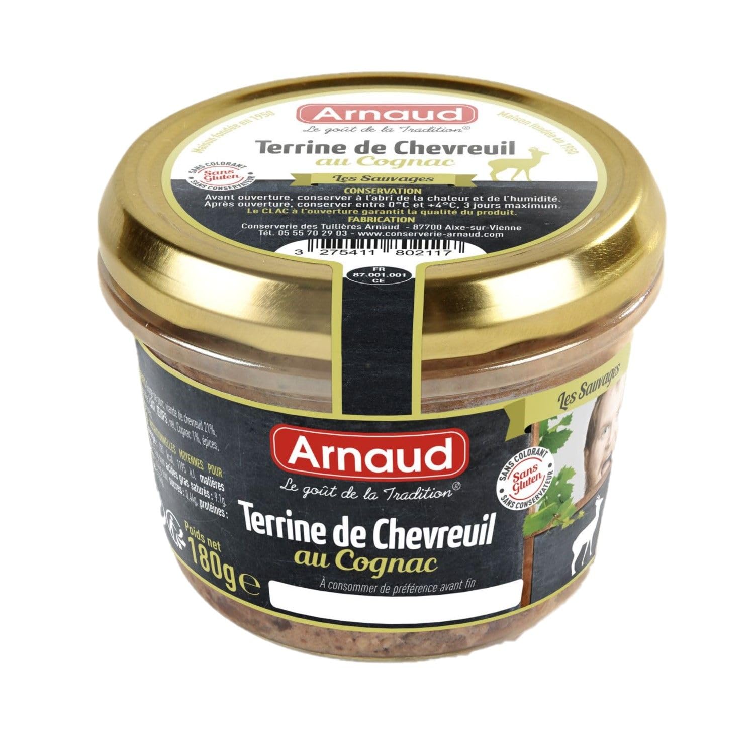 Lot 3x Terrine de chevreuil au Cognac - Bocal 180g