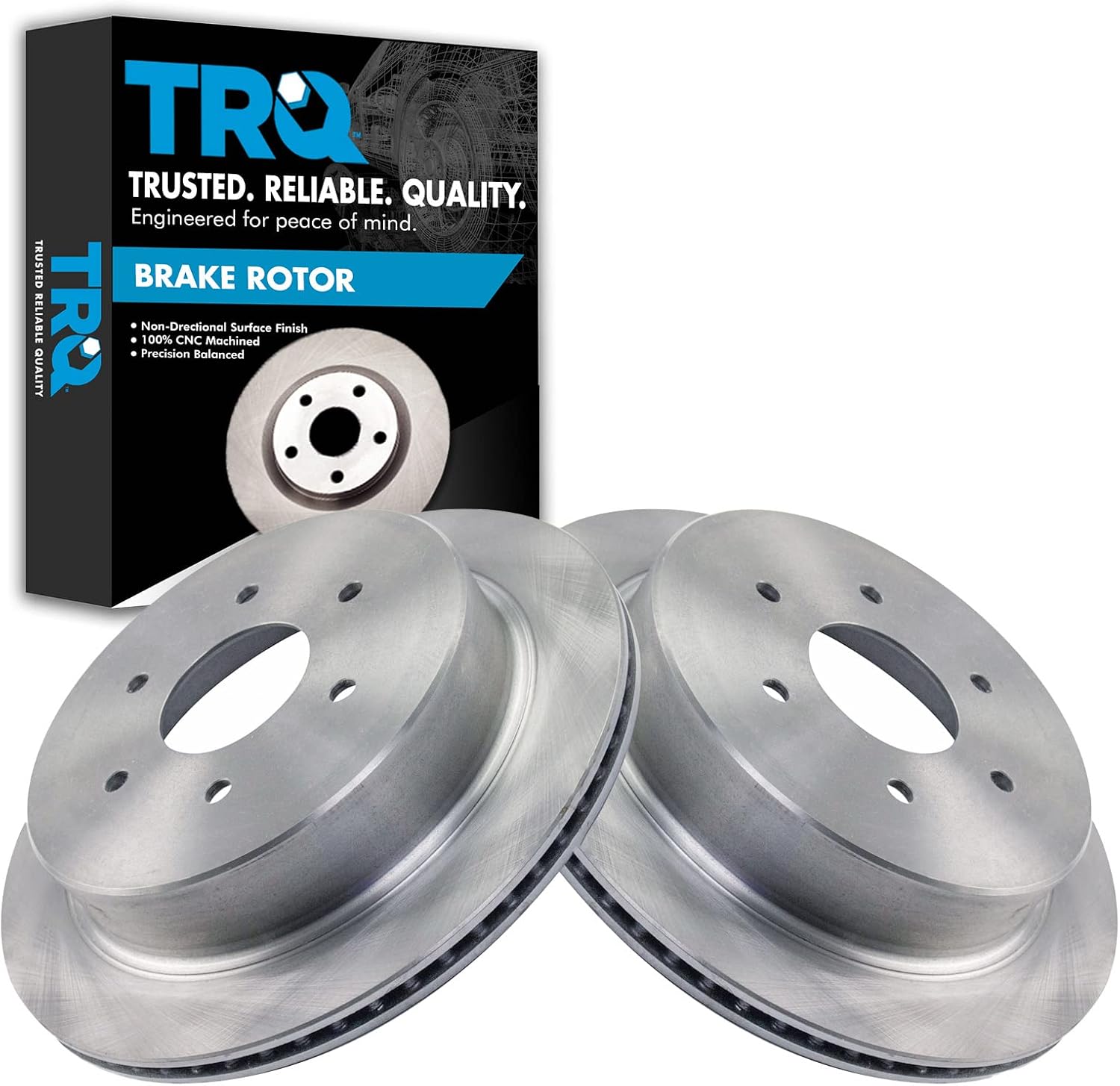 TRQ Rear Brake Rotors Set Vented Compatible with 2017-2023 Nissan Titan