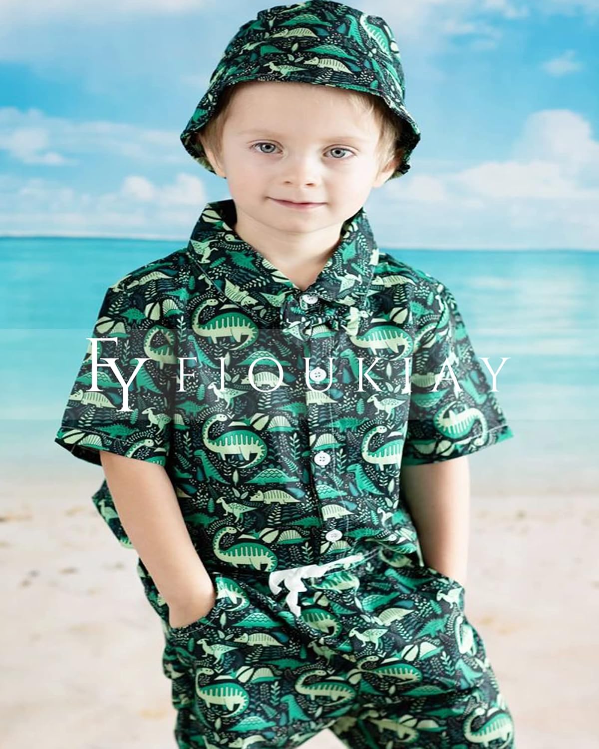 fioukiay Toddler Baby Boy Summer Outfits Little Kids Hawaiian Clothes Short Sets Floral Top Bowtie Shirt