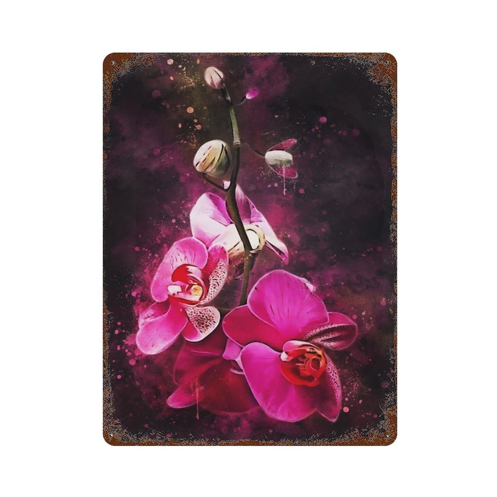 Pink Flowers 15.7"x11.8" Rustic Tin Plaque, Farmhouse Wall Decor for Basement, Hobby Room And Garage Decor