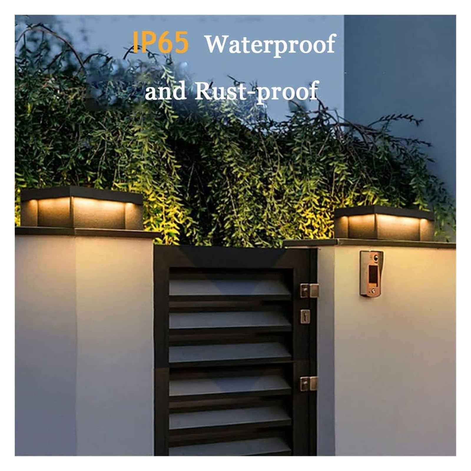 Luces de poste al aire libre - Lámparas de pilar de columna cuadrada Lámparas de mesa de poste de patio negro moderno Linterna de cubierta de puerta de acero inoxidable impermeable al aire libre(20cm)