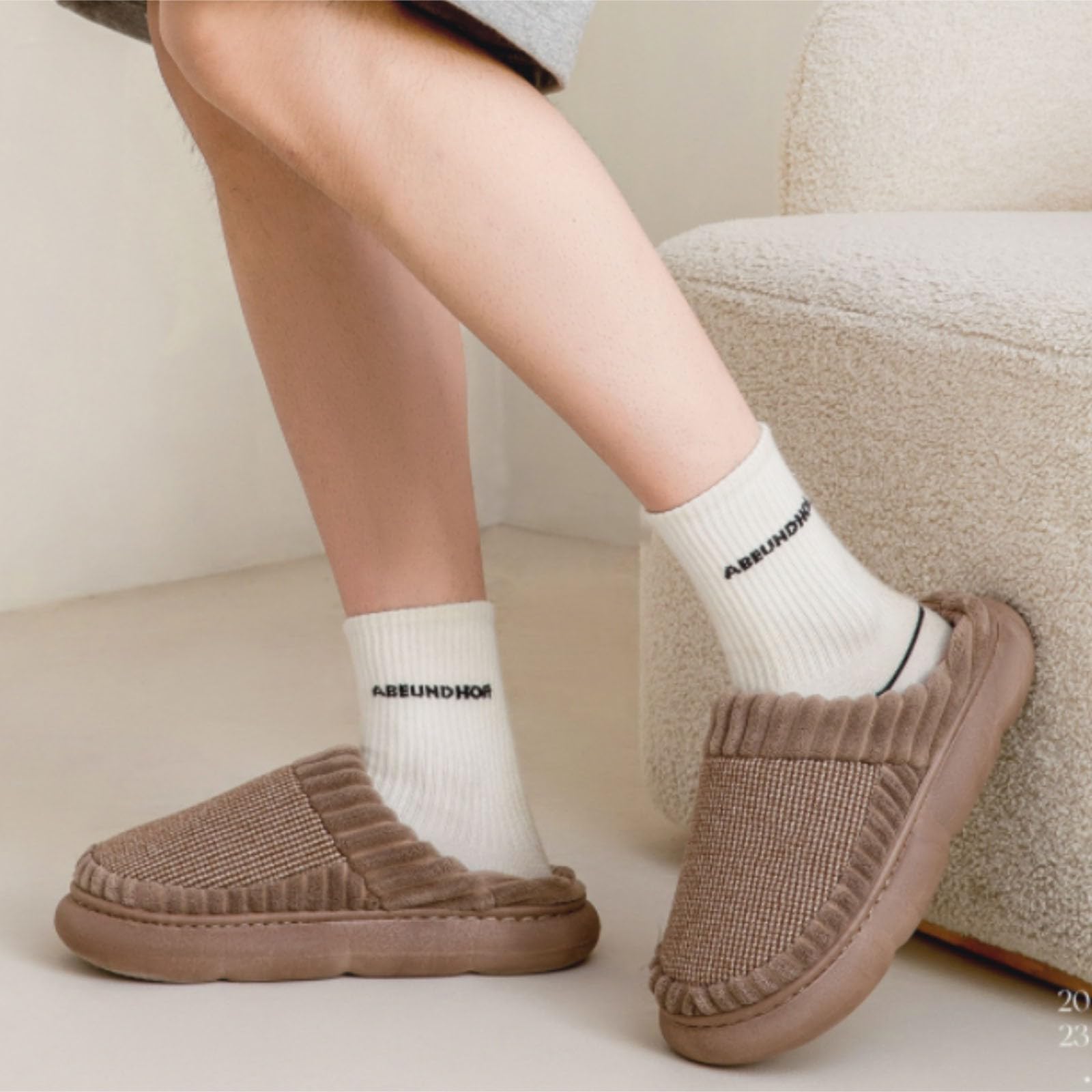 Zapatillas de estar por casa para mujer, suaves, cómodas, antideslizantes, ligeras, pantuflas de fieltro, zapatillas de piel de invierno, espuma viscoelástica de peluche, mullidas para el hogar