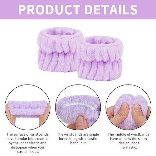 Miniatura 3 de Juego de 6 diademas y muñequeras de spa, tela de rizo suave y microfibra, para el cuidado de la piel de las mujeres, maquillaje, baño, yoga, regalo