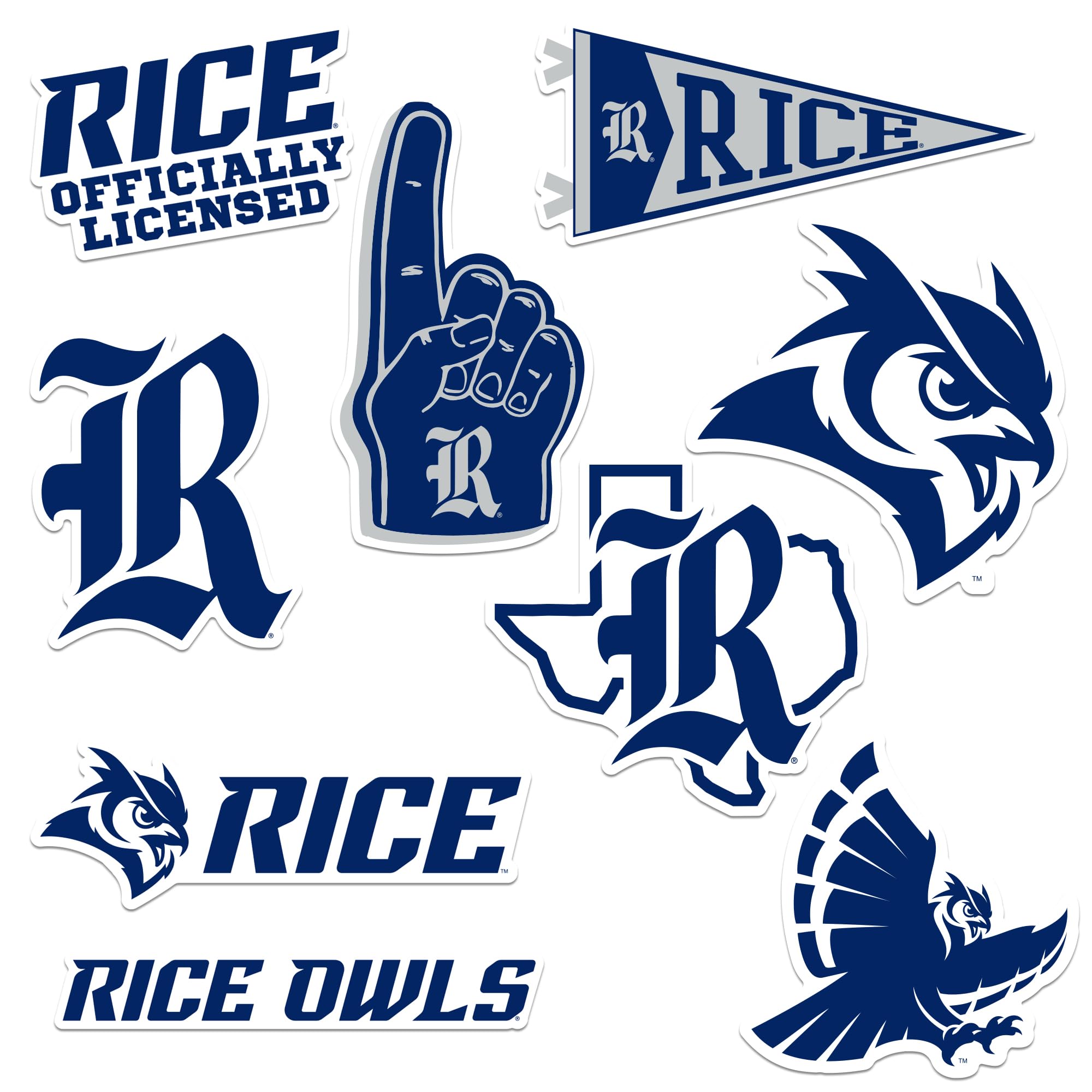 Amazon.com: Rice University 8ct Vinyl Large Deluxe Stickers Variety ...