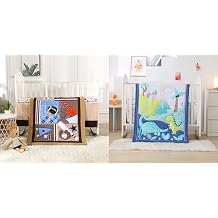 Crib Bedding Set for Boys and Girls Blue, Premium 3-Piece Baby Bedding Set Dinosaurs & aby Crib Bedding Set for Boys and Girls Sports Premium 3-Piece Baby Bedding Set Brown Football