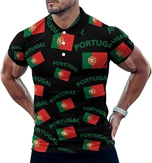 Portugal Flag Men's Polo Shirt Short Sleeve Golf T Shirts Tennis Top Tee