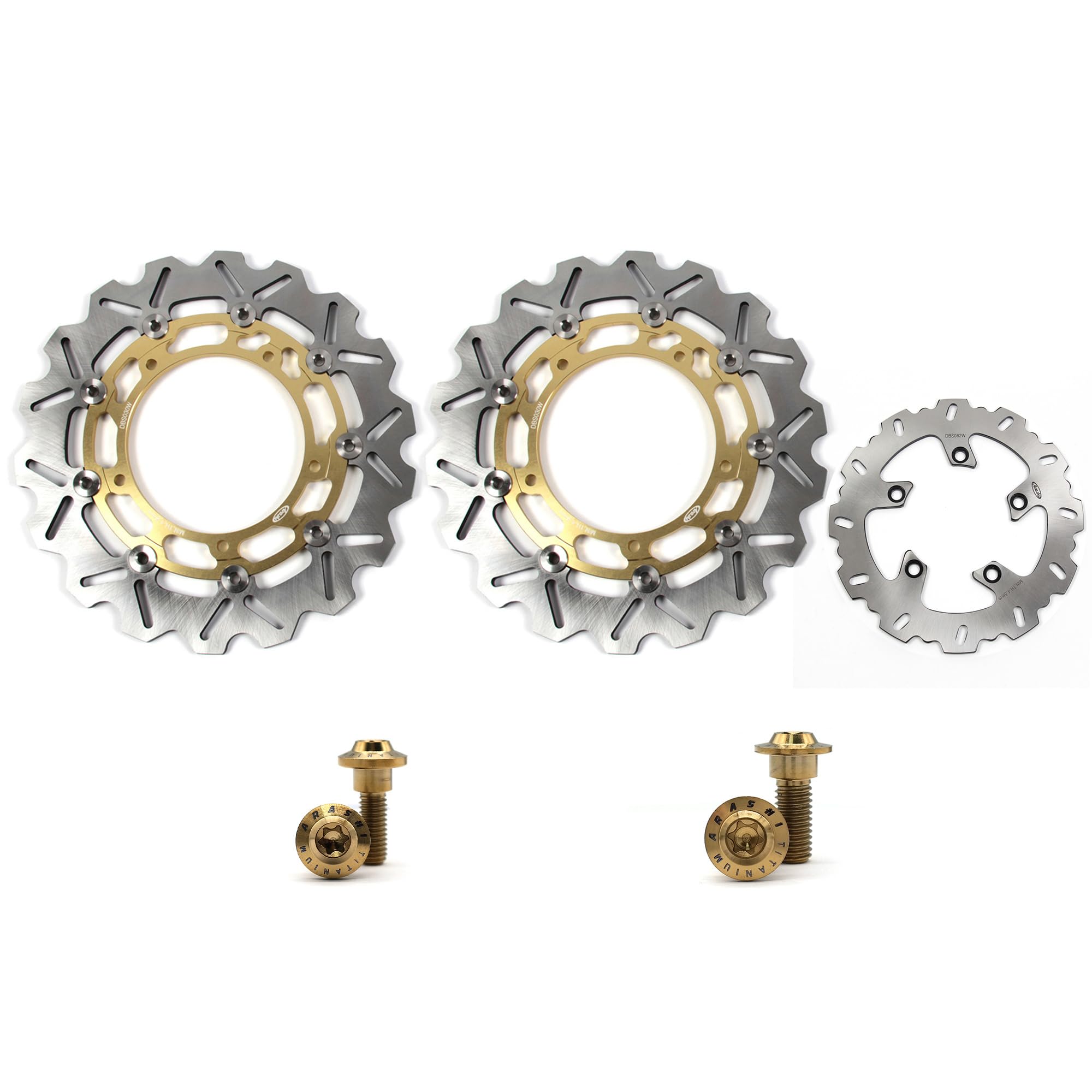 Arashi Front Rear Brake Discs Rotors w/Mounting Bolts Screws for Yamaha FZ6 Fazer 2004-2008 / FZ6 S2 2007-2008 / FZ6 Fazer S2 2007-2009 / MT03 2006-2011 Motorcycle Replacement Accessories Parts