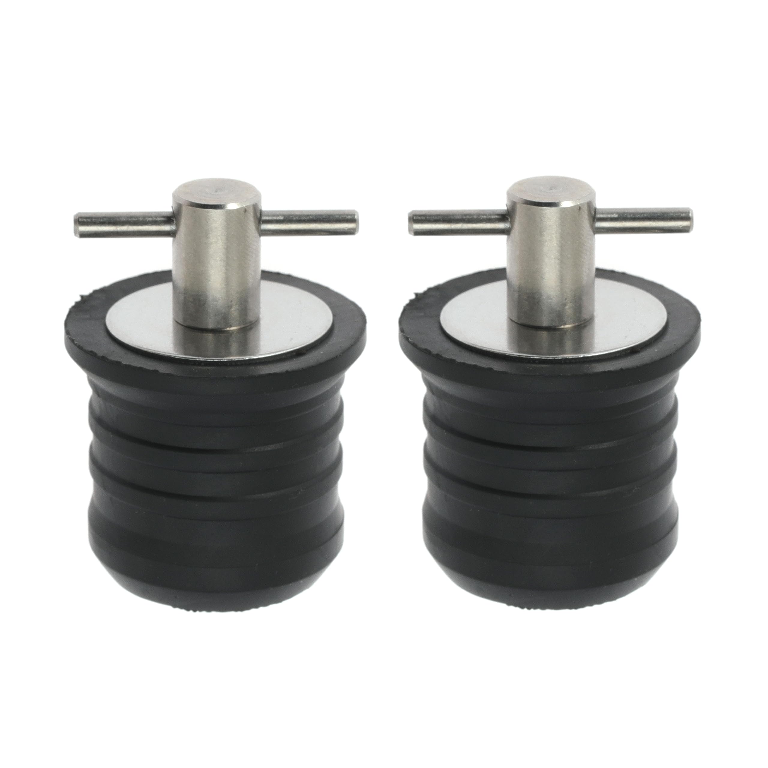 2 Pcs Boat Drain Plug with T Handle - Snap Rubber Plugs with Brass/Stainless Steel Handle - Marine Twist Accessories