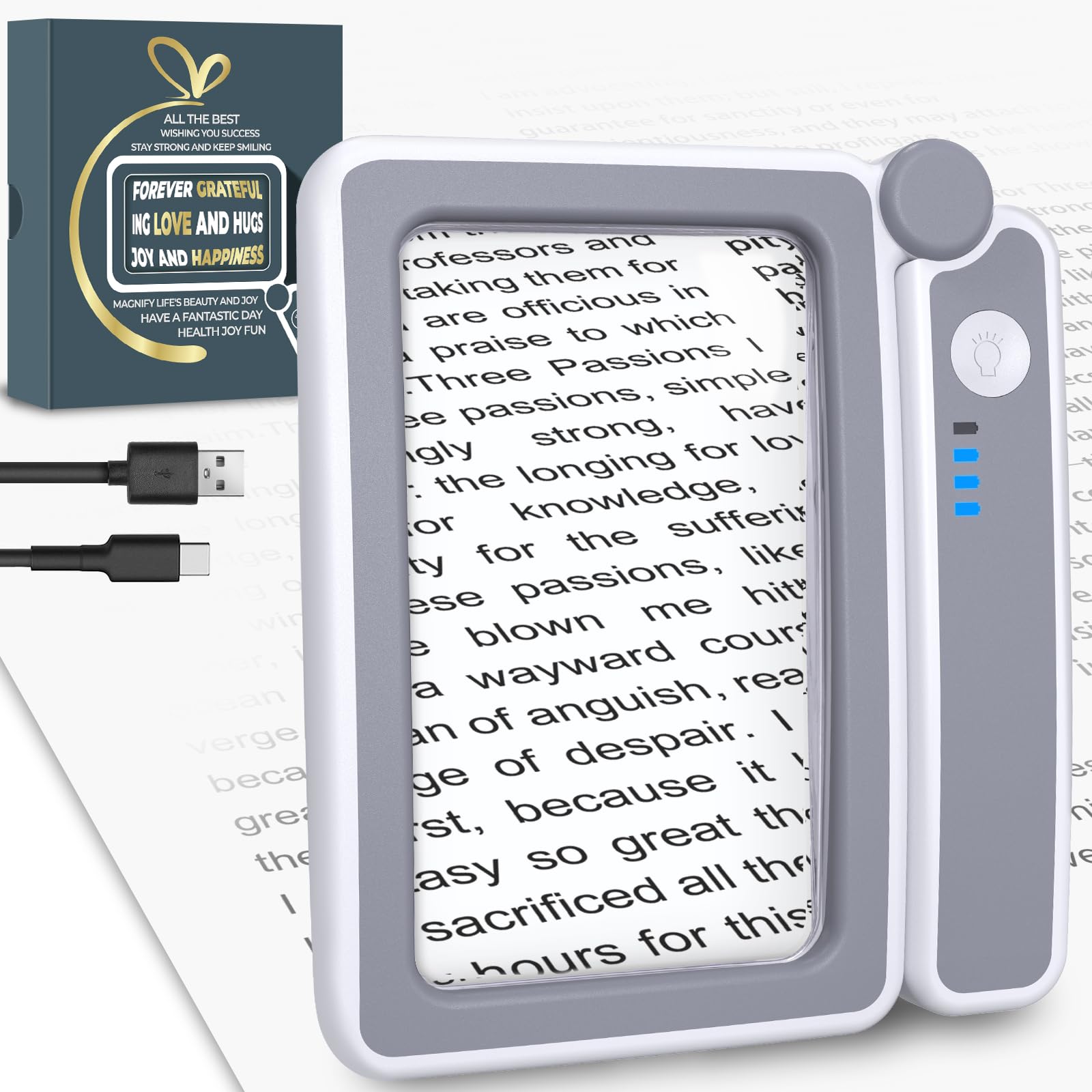 Magnifying Glass With Light Reading Gifts For Elderly, 5x Magnifier For Book & Close Work Senior Assistance, 10 LEDs, 3 Brightness, Christmas Birthday Gifts For Grandma Grandpa Men Women Book Lovers
