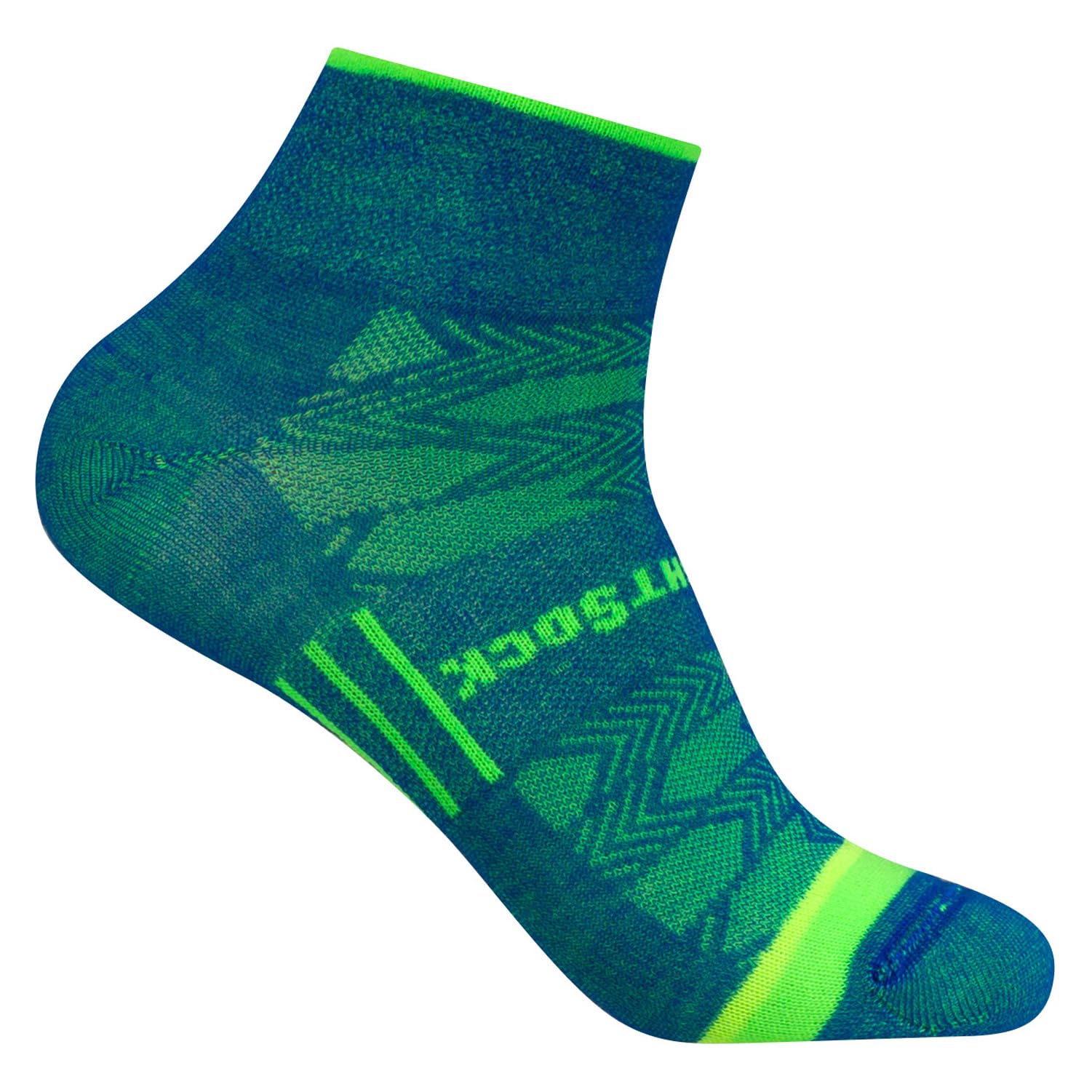 Wrightsock - 1 Paar Herren/Damen Profi Sportsocke, Laufsocke, Modell Coolmesh II in zweifarbig gemustert, Anti-Blasen-System, doppel-lagig, Quarter (knöchelhoch)