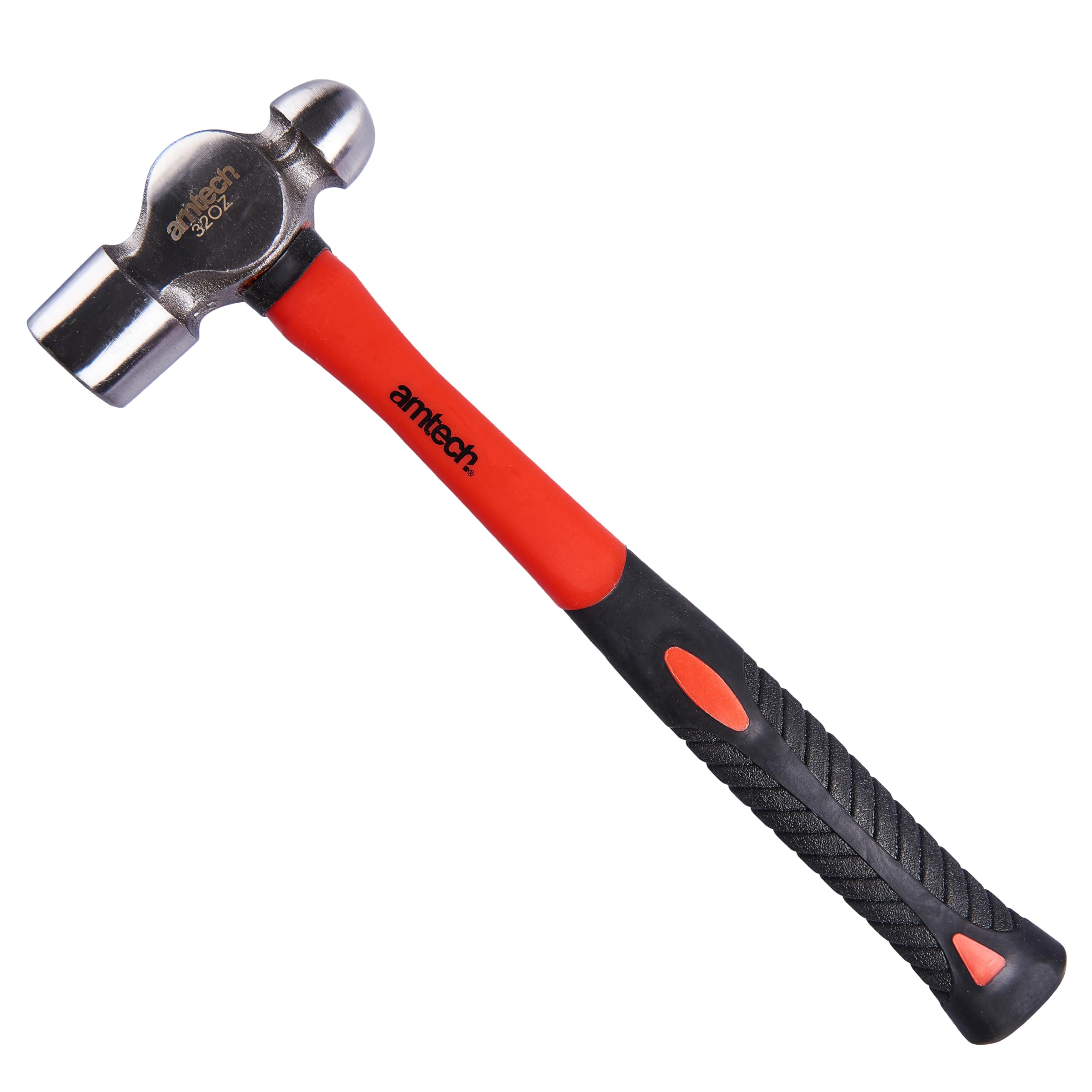 Amtech – Engineers Hammer (Ball Pein Hammer) Rubber Grip for Metalworking, Riveting and Workshop Tasks (32oz (1kg))