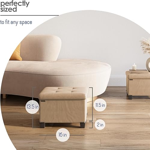 Miniatura 611 de Otomana plegable para dormitorio o sala de estar, con contenedores de almacenamiento, reposapiés para el extremo de la cama, soporta hasta 660 lb,