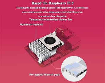 Official Pi 5 Active Cooler Compatible with Raspberry Pi 5, Pi5 Active Cooler Combines Temperature-Controlled Blower Fan and Aluminium Heatsink, with Thermal Tapes for Better Heat Dissipation