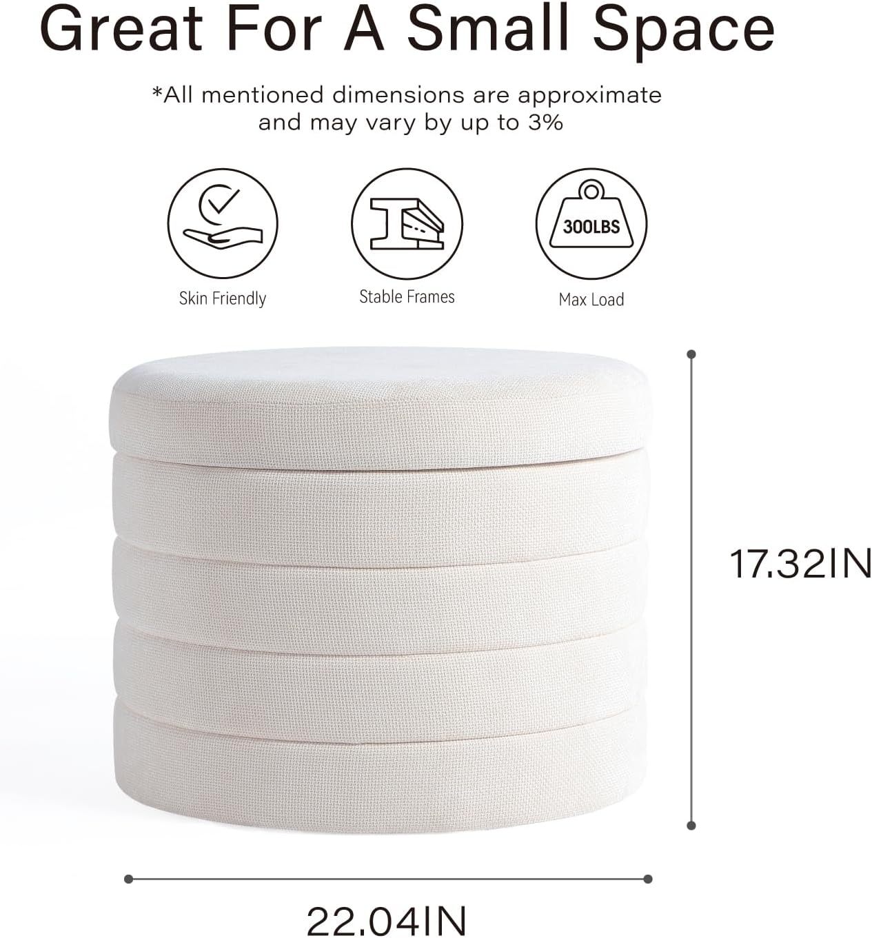 Get Set Style Multifunctional Ottoman Stool,Storage Modern Vanity Stool for Make-up Room,Footrest for Couch,Footstool for Living Room and Entryway