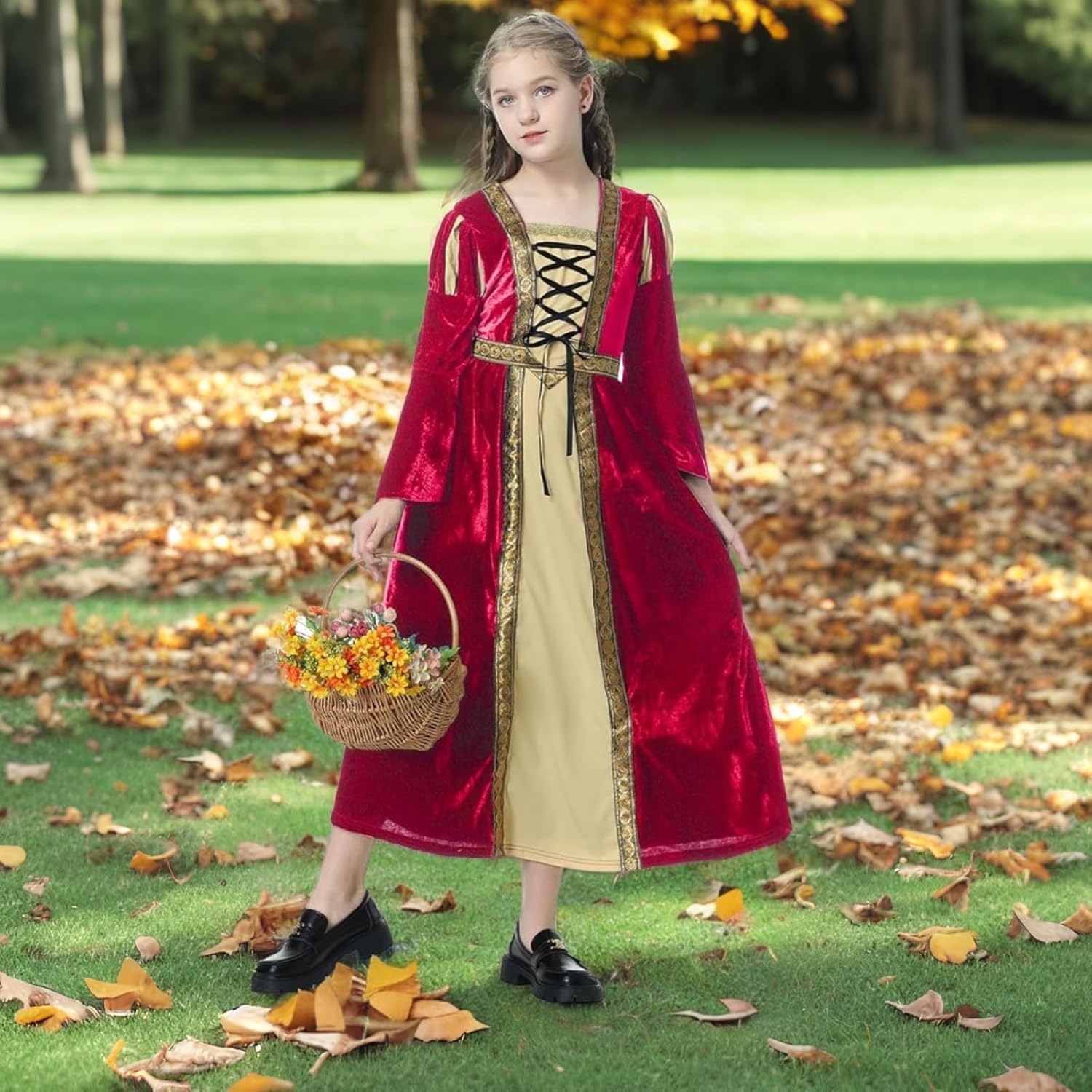 Colorful House Girls Renaissance Dress Medieval Dress Royalty Princess Child Dress Up Fancy Costume for Halloween - Image 2