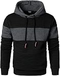 HOOD CREW Hommes manches longues Plaid Sweatshirts à capuche Patchwork Couleur Pullover Hoodies avec cordon de serrage