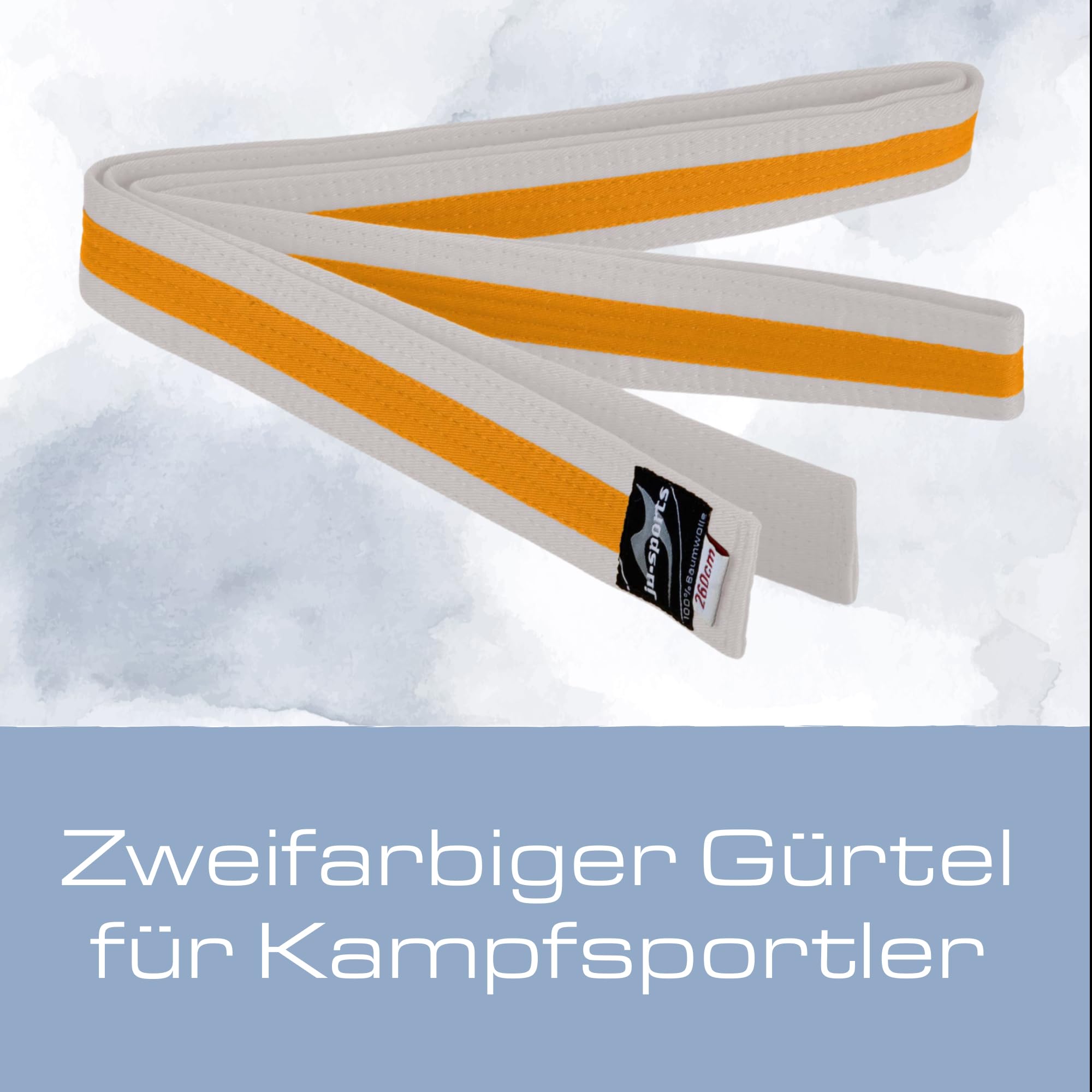 Ju-Sports Budogürtel weiß/gelb/weiß 100% Baumwolle 4 cm breit - Hautfreundlicher Kampfsport Gürtel mit exzellenter Feuchtigkeitsaufnahme für Budo, Judo, Karate, Kickboxen & mehr
