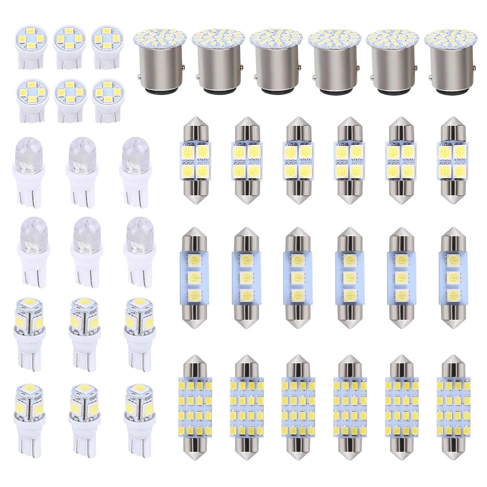 Luz Lectura Interior Trasera Juego De Combinación Luces LED Para Coche Indicadoras Ancho T10 Lectura Doble Punta Matrícula Interiores 42 Uds