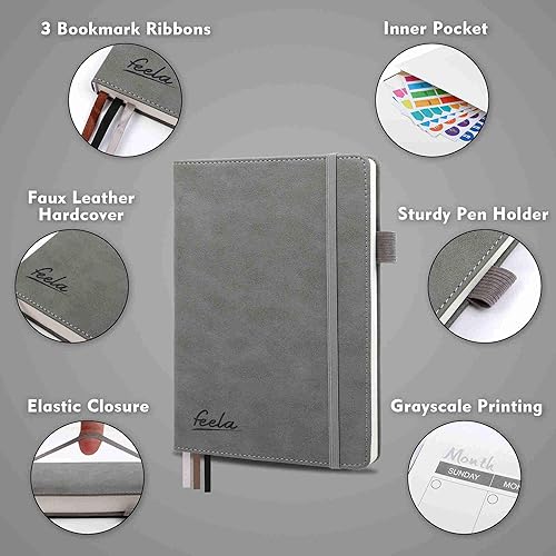 Miniatura 3 de Agenda sin fecha, kit de agenda académica mensual y semanal 2025, cuaderno diario feela A5 para estudiantes, suministros escolares con resaltadores,