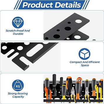 Screwdriver Organizer Wall Mounted Metal Tool Storage Rack, Screwdriver Holder, wWall Tool Rack Organiser, tTool Organizer Racks, for Workshop Shed Workbench Garage Wall Racks