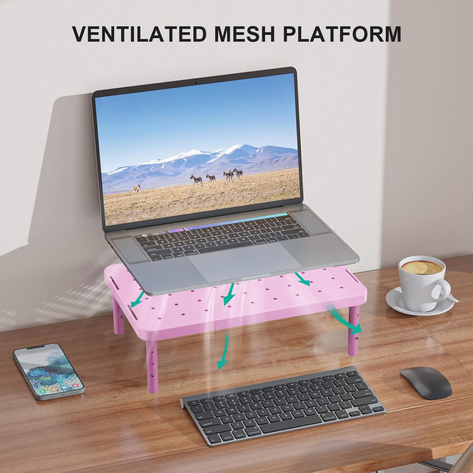 WALI Computer Monitor Stand for Desk, Adjustable Laptop Riser, up to 44 lbs view 5