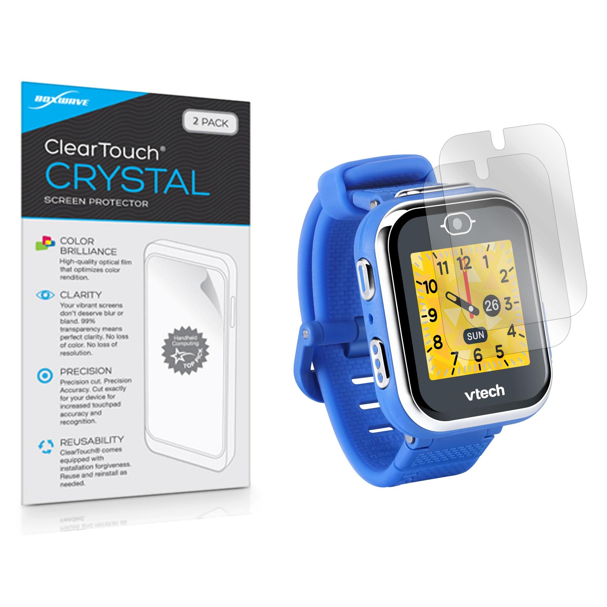 BoxWave Screen Protector Compatible with VTech KidiZoom Smart Watch DX3 (Screen Protector ClearTouch Crystal (2-Pack), HD Film Skin - Shields from Scratches