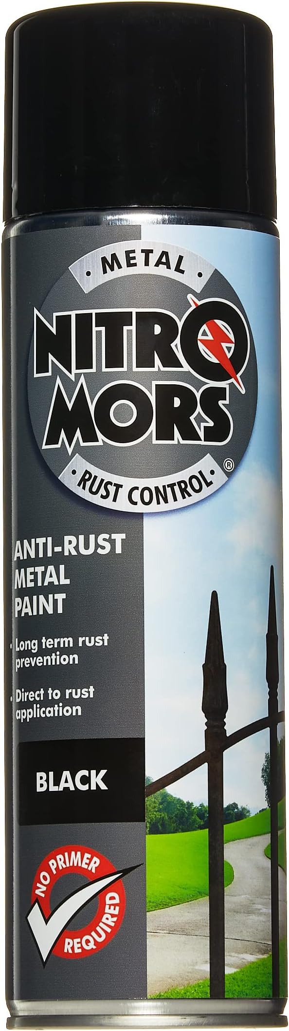Nitromors Smooth Metal Paint Black 500ml Aerosol Protection Against