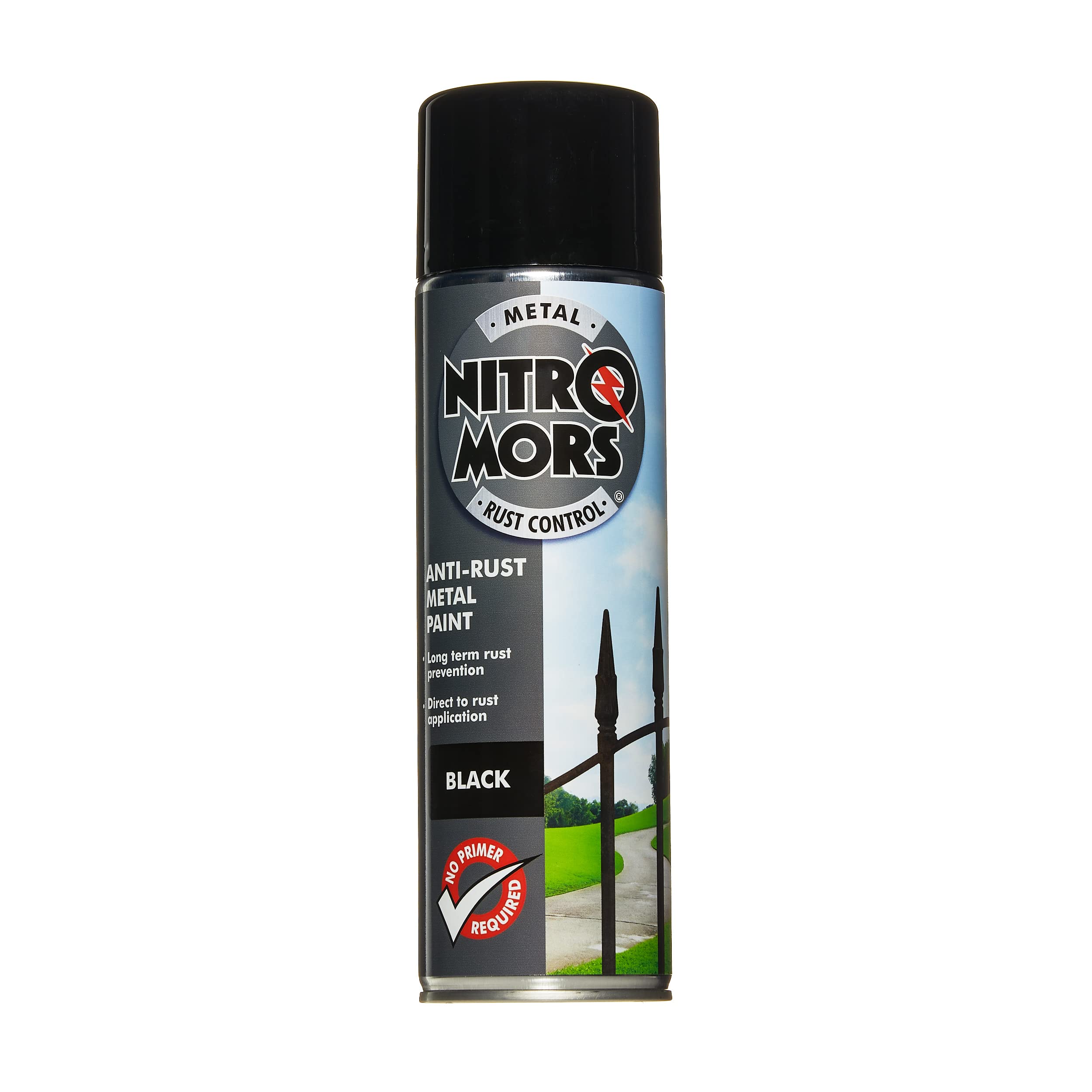 Nitromors Anti-Rust Smooth Finish Metal Spray Paint Protects & Prevents Rust on Metal Surfaces, Advanced Weatherproof Formula, Black 500ml