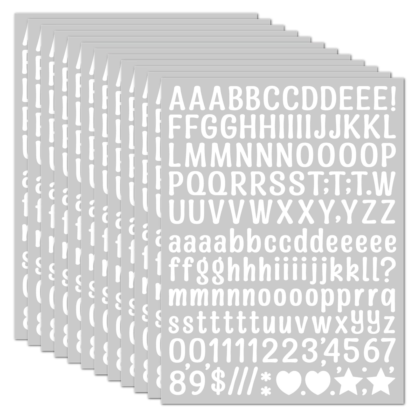 of 5 Letter Sticker for Scrapbooking Including Number Punctuation Waterproof Designs Adhesive Sticker