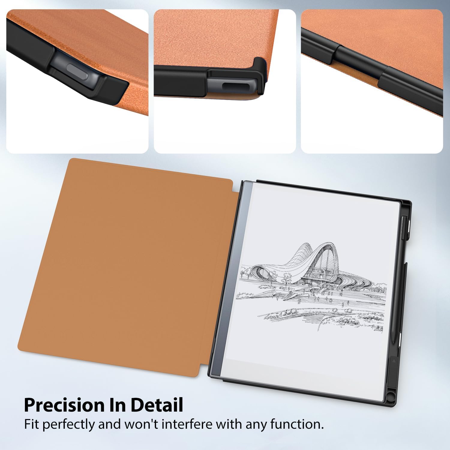 TiMOVO Case Compatible for Remarkable 2 Tablet, Slim Lightweight Stand Hard Back Shell Protective Cover with Pen Holder Compatible with Remarkable 2 Paper Tablet 10.3" 2020 Released, Brown