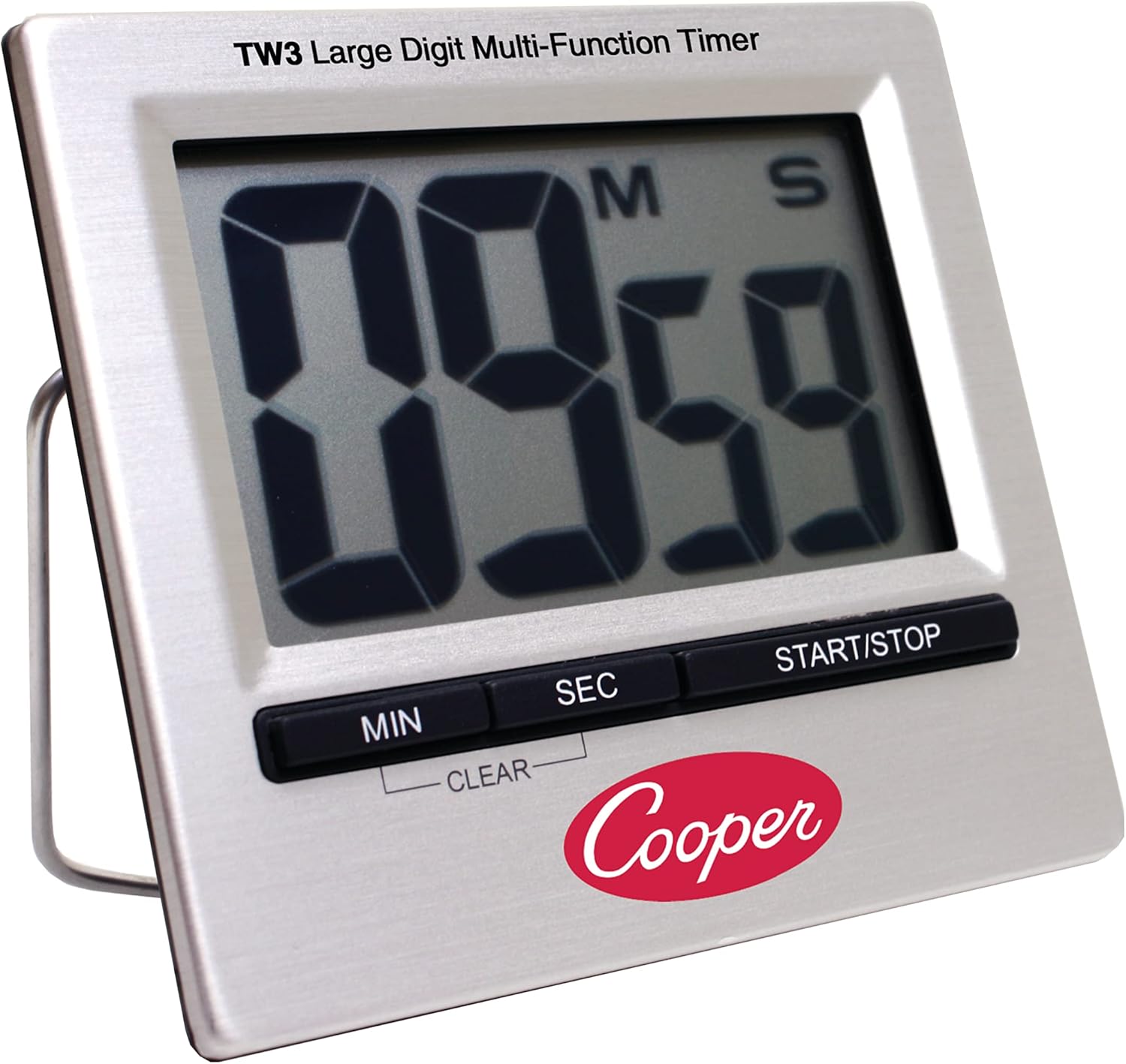 Cooper-Atkins TW3-0-8 Stainless Steel Large Digit Timer, Time Range 99 Minutes 59 Seconds