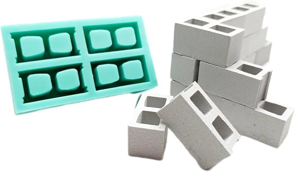 Miniature Cinder Blocks Silicone Mold - 112 Scale with Realistic Texture 4 Cavities mold
