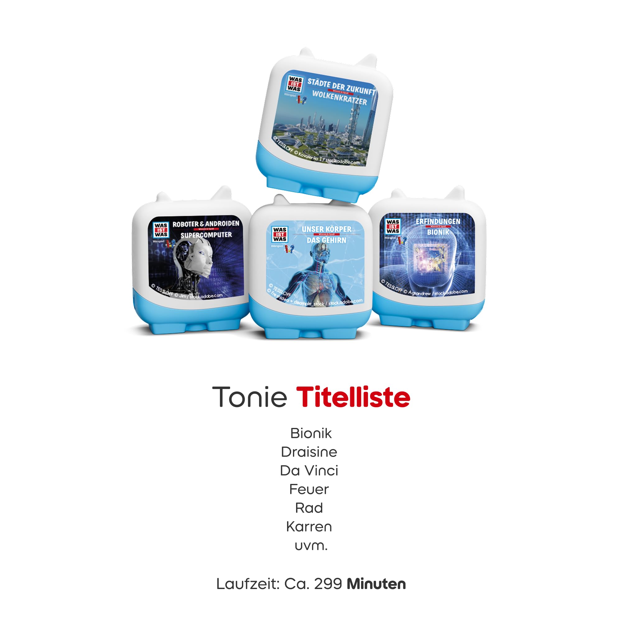 tonies Clever 4er Set was IST was für Deine Toniebox, Wissens-Hörspiel für Kinder ab 6 Jahren, Spielzeit je ca. 70 Minuten