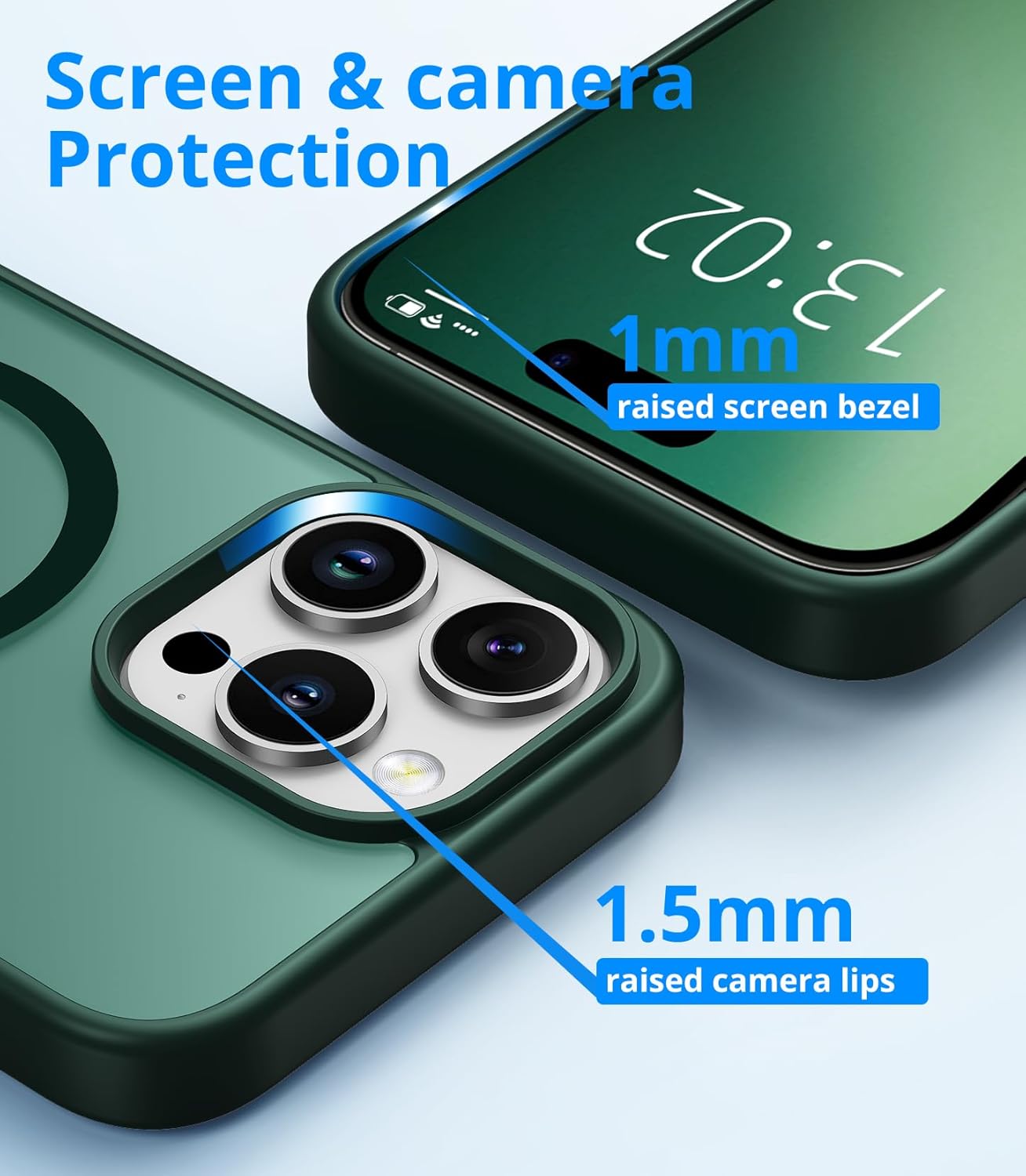 for iPhone 15 Pro Max Case, Compatible with MagSafe, Magnetic Translucent Matte Slim Protective Cover with 1 Screen Protector - Military-Grade Drop Protection (Dark Green) - Image 6