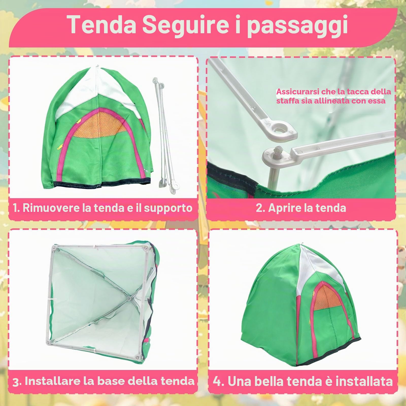Set di 43 tende da campeggio da viaggio compatibili con Barbie, accessori per bambole da 29,9 cm con 1 tenda per bambola, 4 abiti, 4 scarpe, 4 mini cucciolo, 7 animali domestici, 1 binocolo, 14