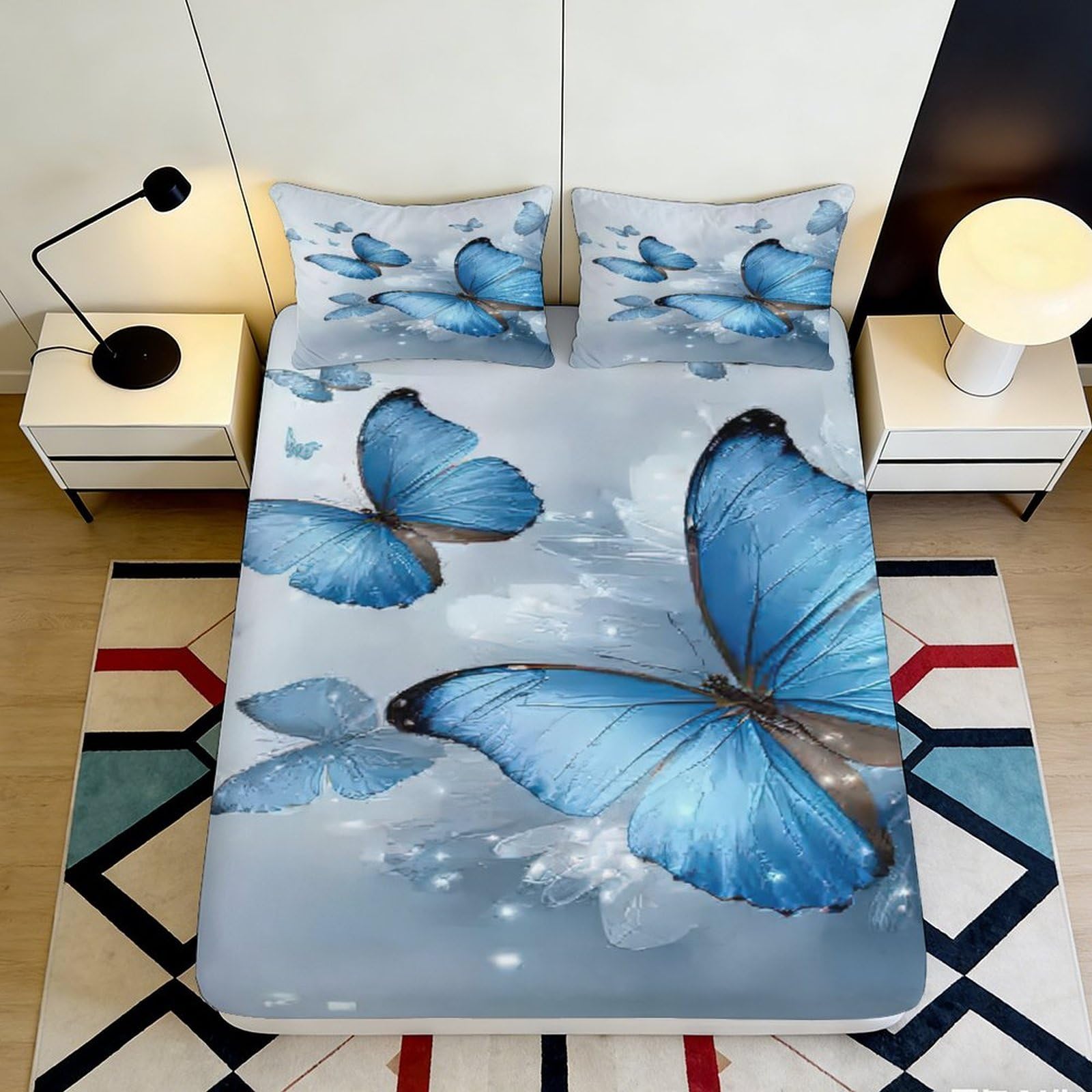 3D Printed Nordic Totem Fitted Sheet Microfiber Deep Pocket Non-Slip Bedroom Bedding Nordic Totem Mattress Fitted Cover Washable 140x200x25cm
