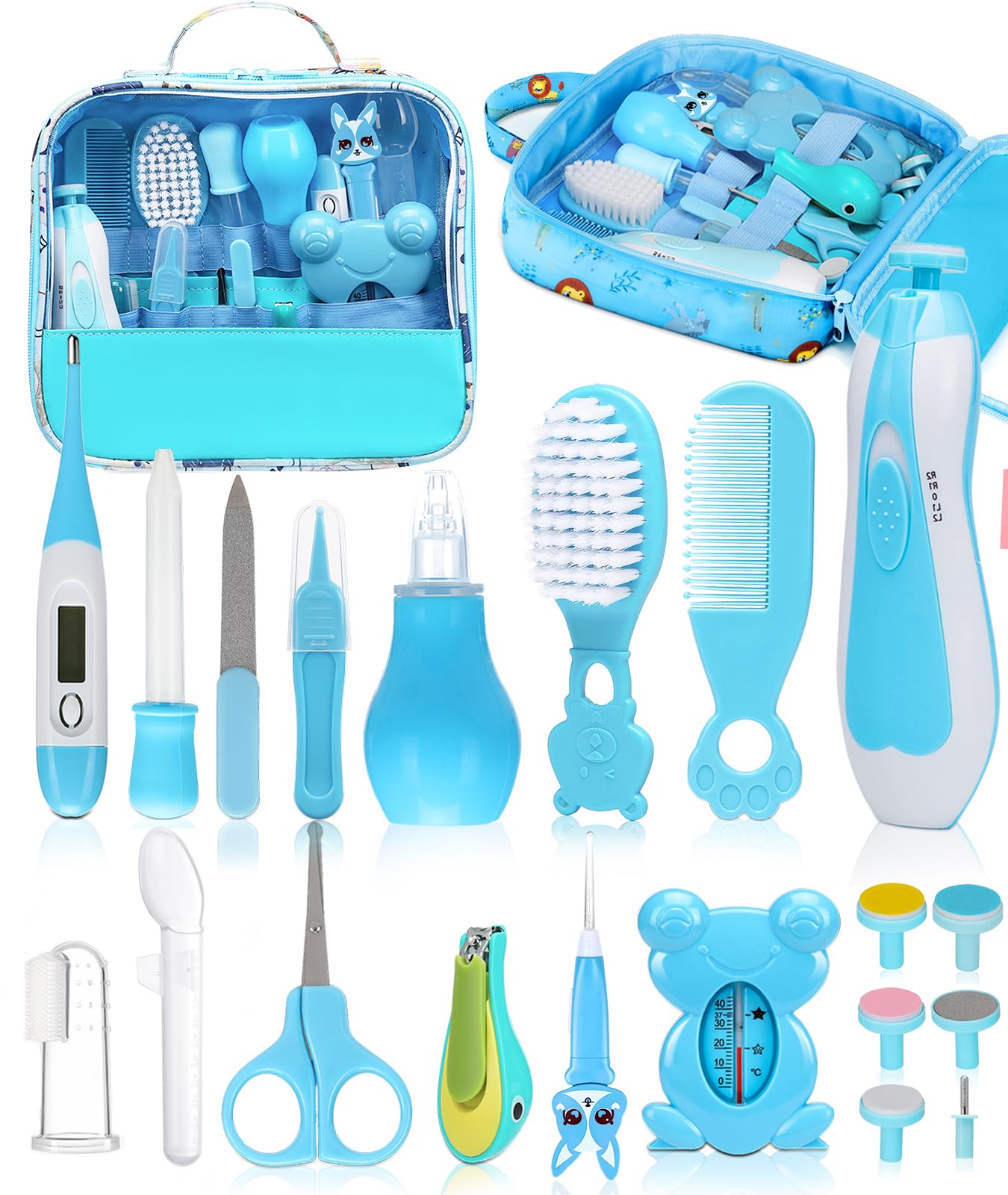 Baby Healthcare and Grooming Kit, Electric Safety Nail Trimmer Baby Nursery Kit, Newborn Care Kits with Hair Brush Comb for Newborn Infant Toddlers