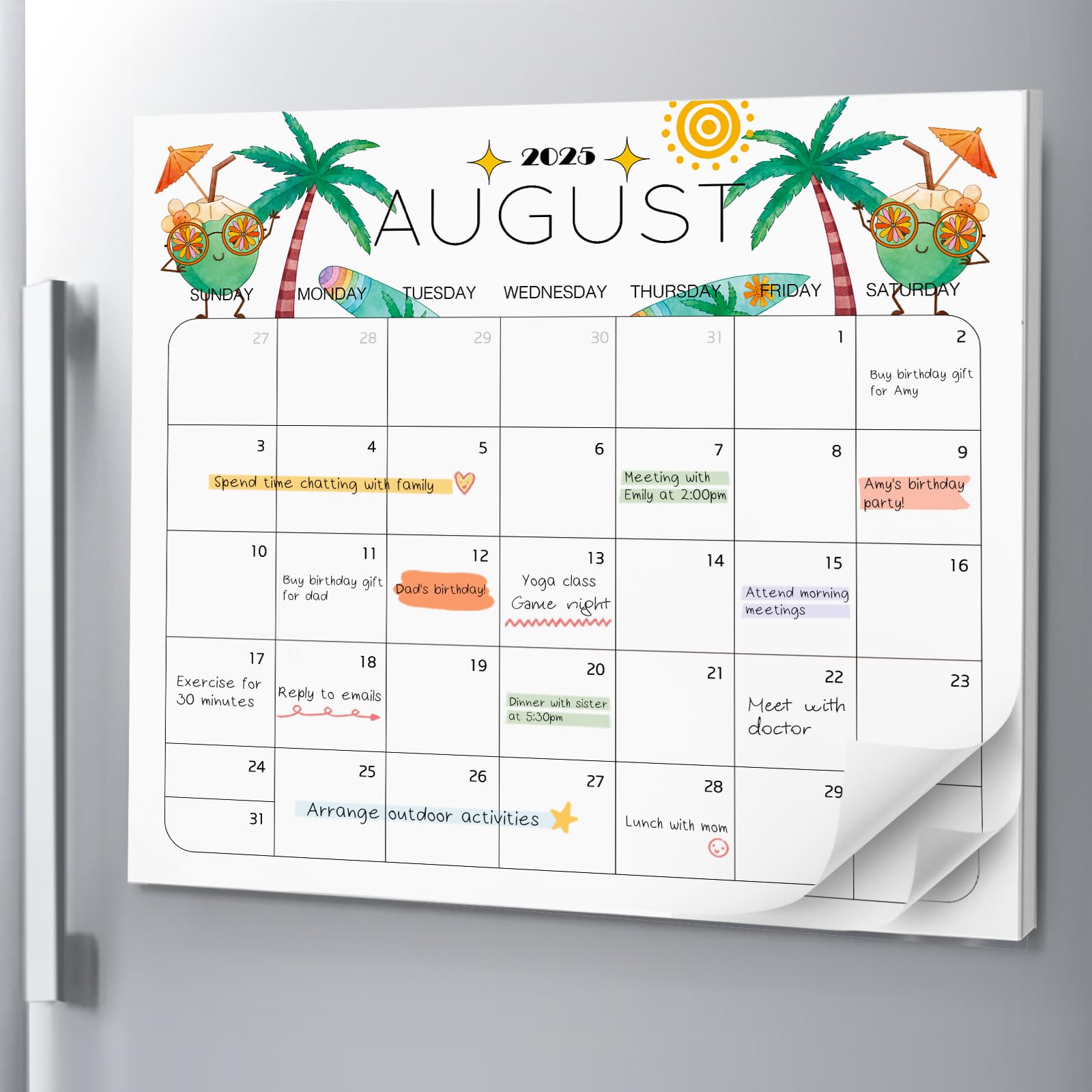 冷蔵庫用マグネットカレンダー - 冷蔵庫カレンダーマグネット - 2025年1月から2026年12月まで稼働 月間冷蔵庫カレンダー - 12.5 x 11インチ