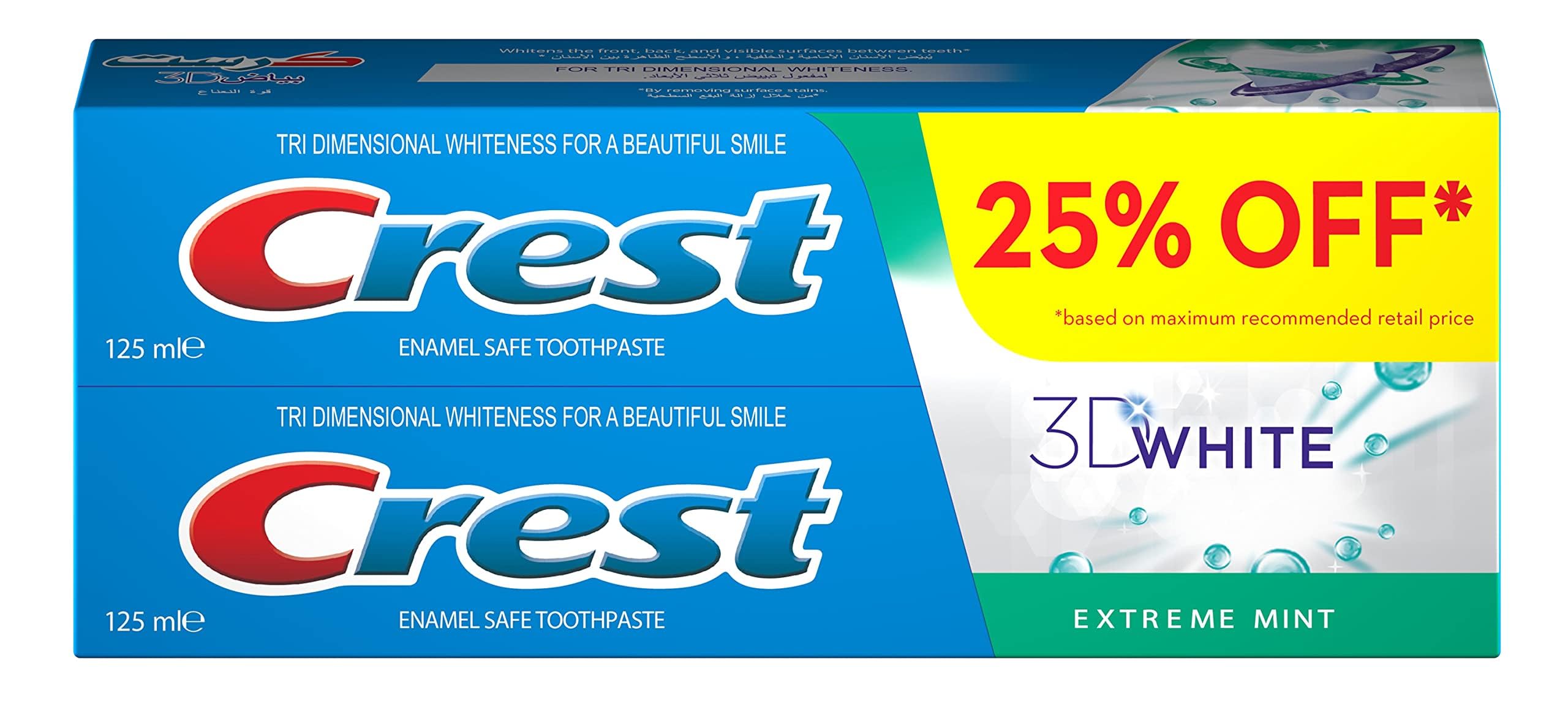 Crest 3D White Extreme Mint Toothpaste 2 x 125 ml