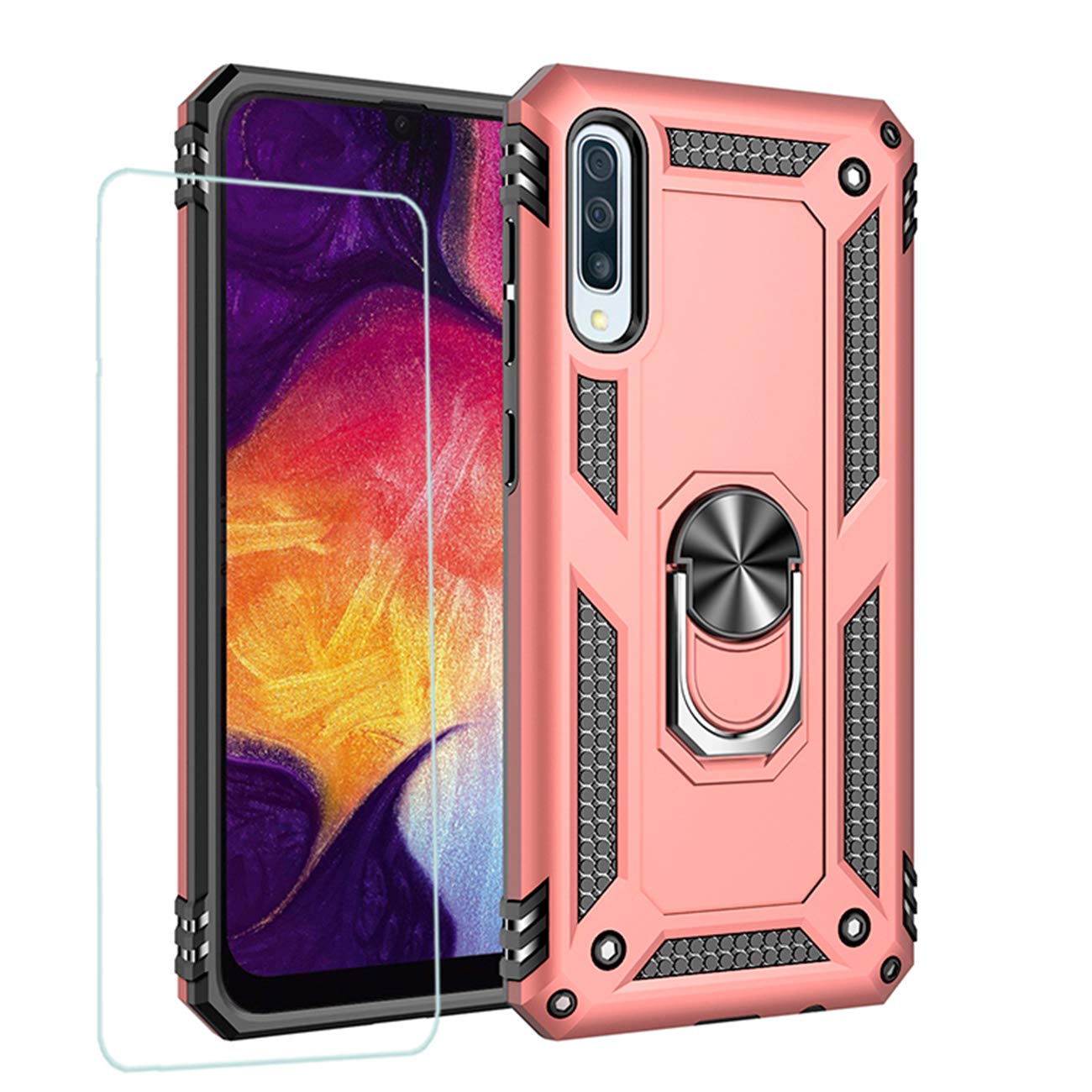 Joytag compatibles para Funda Xiaomi Redmi 9，Carcasa +Cristal Templado Silicona TPU 360 Grados Anillo Giratorio magnético Soporte Caja del teléfono del Coche-Negro — view 9