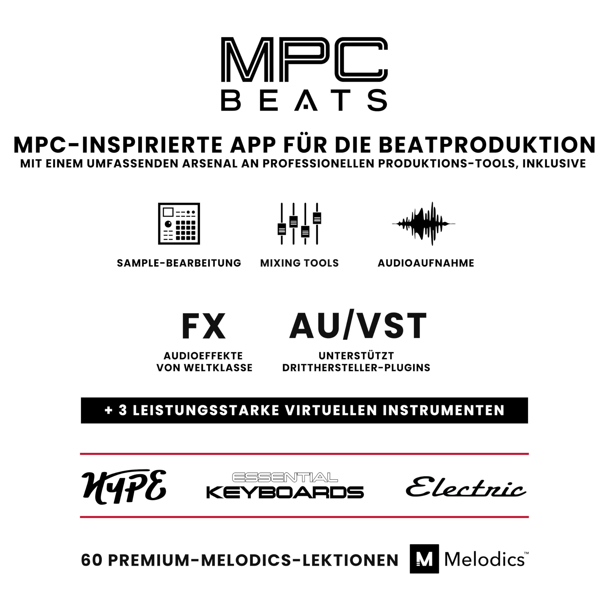 Akai Professional MPK Mini Play MK3 - MIDI Keyboard Controller mit Eingebautem Lautsprecher und Sounds, Dynamische Klaviatur, MPC Pads, Software und Native Instruments Sound Package