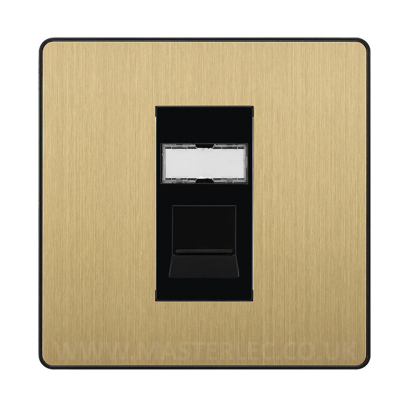 BG Evolve Satin Brass Single 1 Gang RJ45 Data Socket Black Insert PCDSBRJ451