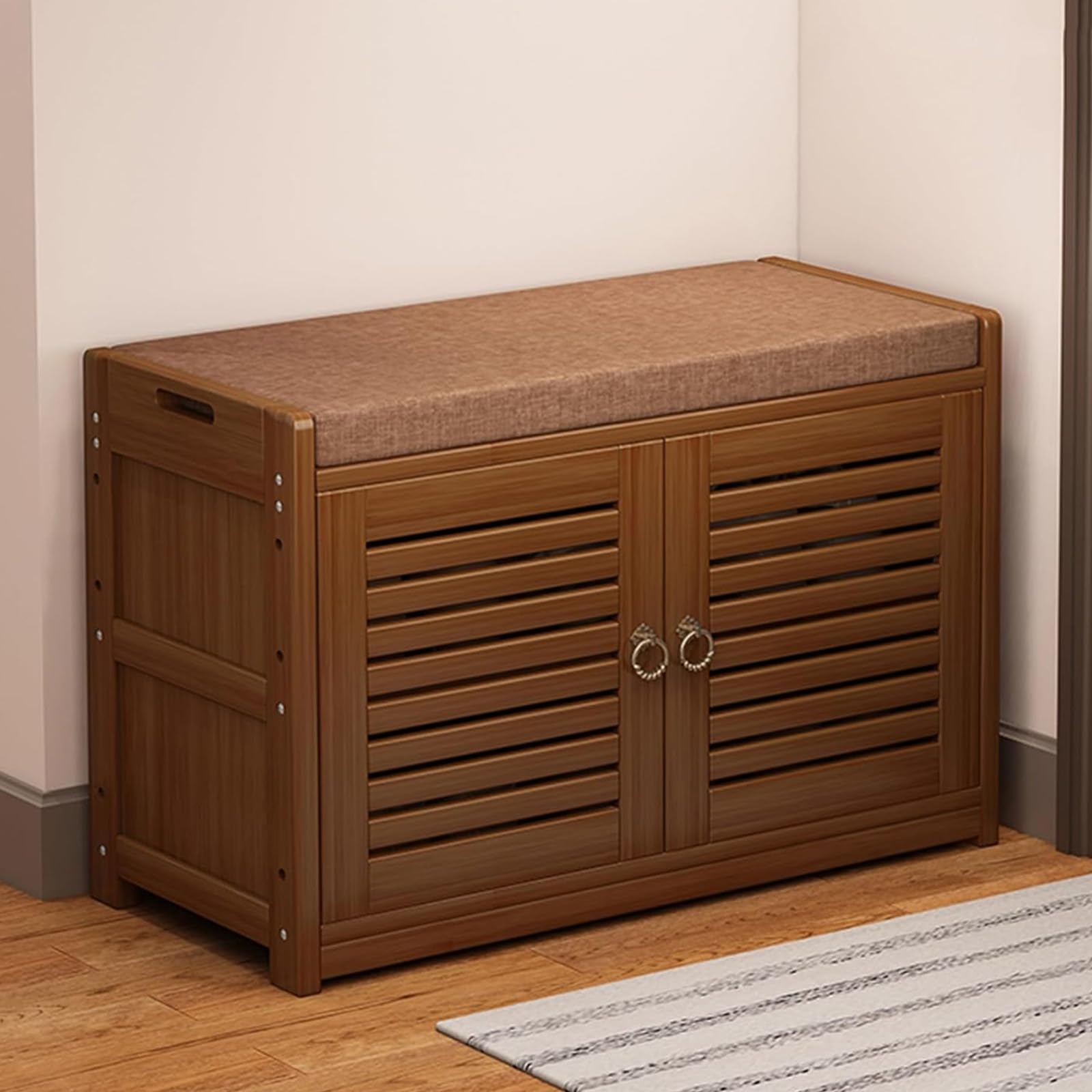 Banc de rangement à chaussures en bambou de qualité supérieure pour intérieur
