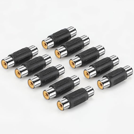 RCA Female to Female Coupler, 3 Pack Audio Video Adapter Connector Gold Plated Jack to Jack Converter Cables Extender for Speaker, Amplifier, TV, Cable, Silver