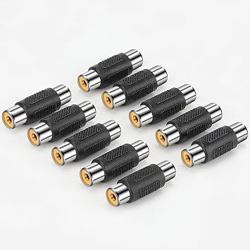 RCA Female to Female Coupler, 3 Pack Audio Video Adapter Connector Gold Plated Jack to Jack Converter Cables Extender for Speaker, Amplifier, TV, Cable, Silver