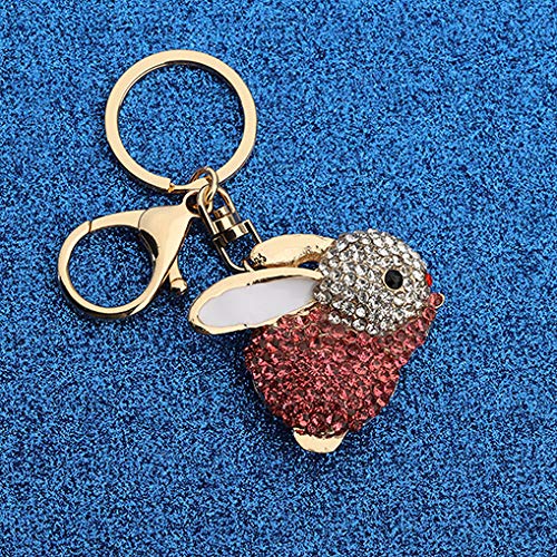 Bekech Bunny Keychain Cute Crystal Rhinestone Rabbit Keychain Bag Charms Pendant Purse Pendant Car Handbag Keyring For Women (Pink) #TOP1