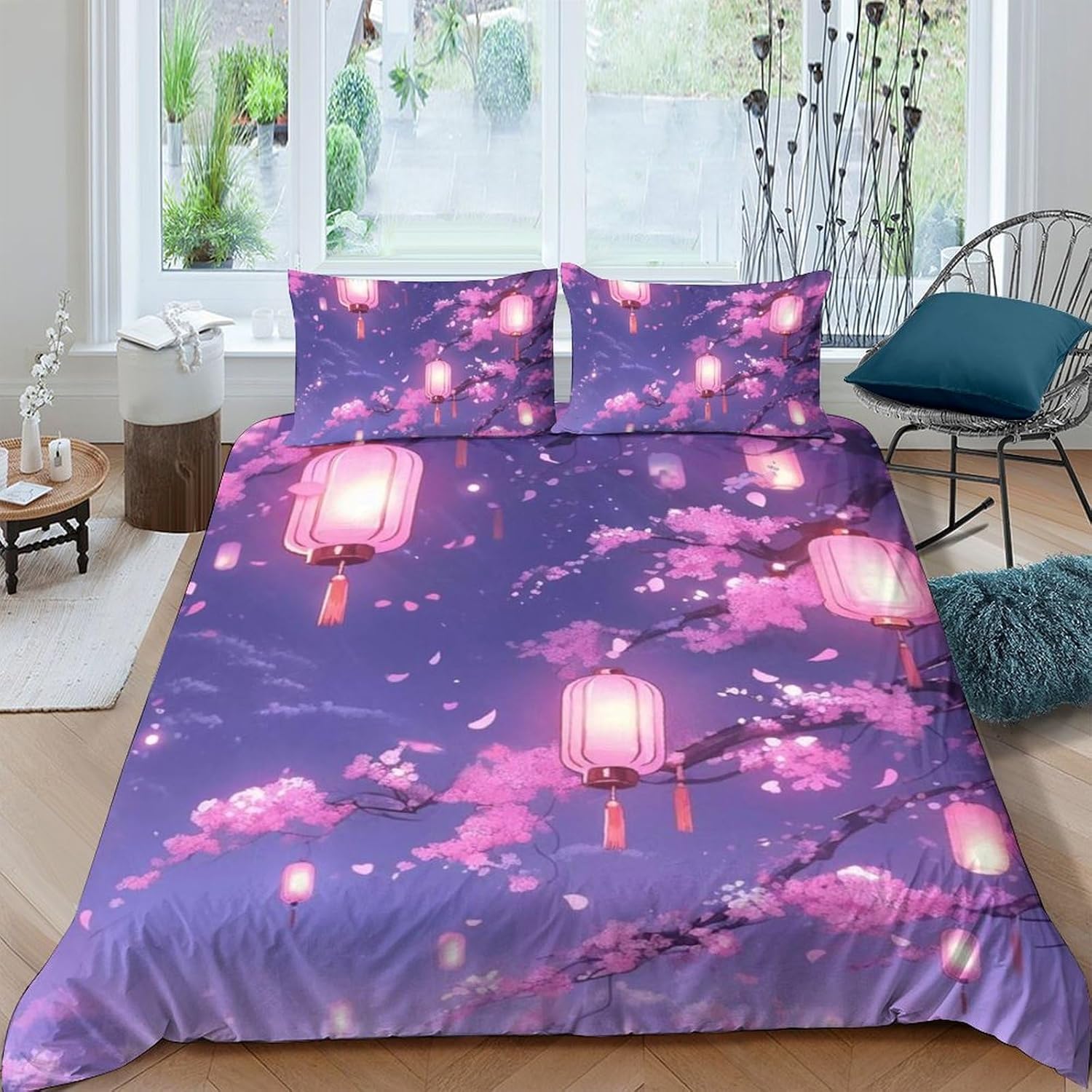 Housse de couette paysage chinois 260x230 cm pour lit double ambiance zen