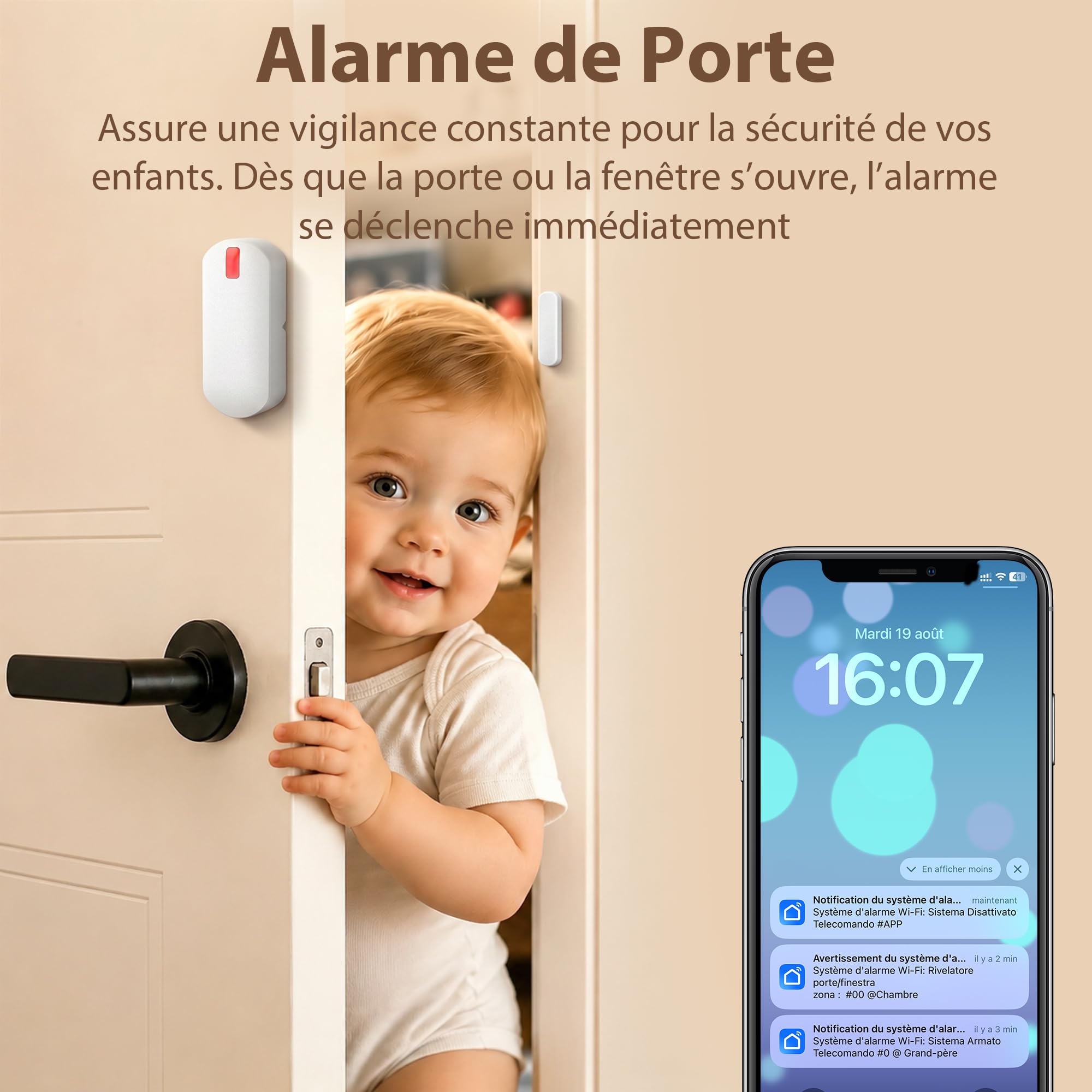 YISEELE Alarme Maison sans Fil: Centrale 120dB - Kit Alarme Maison avec Alarme Porte et fenêtre - détecteur de Chute - Protégez Votre Famille et Vos biens en Votre Absence – Compatible Alexa & Google