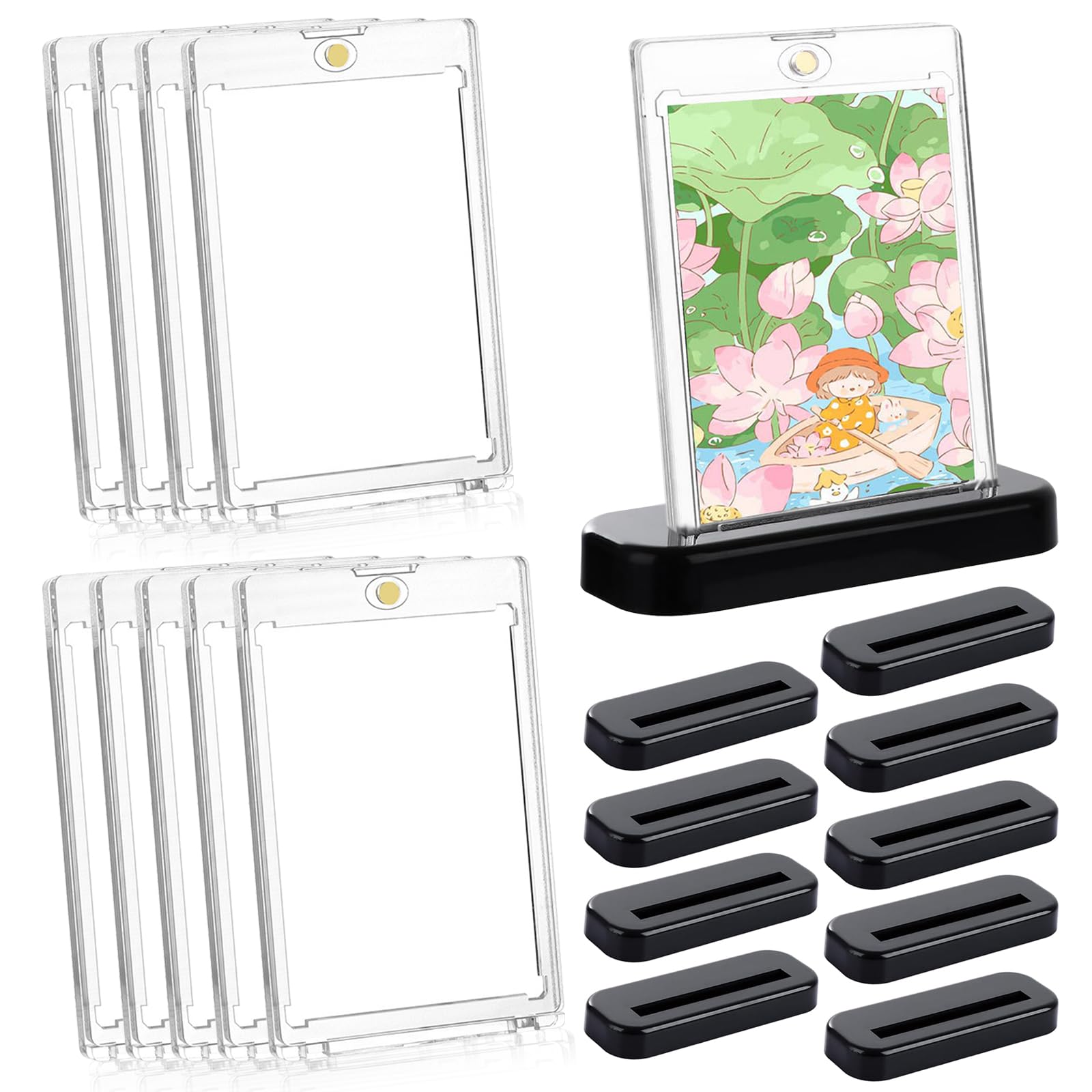 10 PCS 35PT Magnetic Card Holder with 10 Cards Display Stand