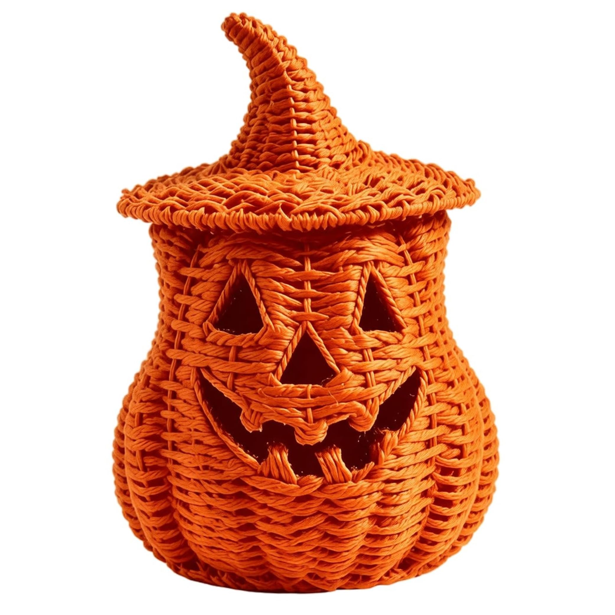Witch Hat Lid Wicker Pumpkin Lamp (natural)